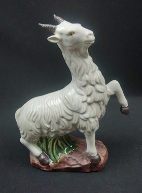 生肖羊陶瓷工艺品摆件白羊 石湾公仔 家居装饰品客厅电视酒柜摆设