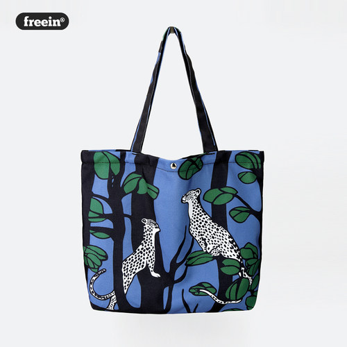 FREEIN小众设计印花帆布包托特包