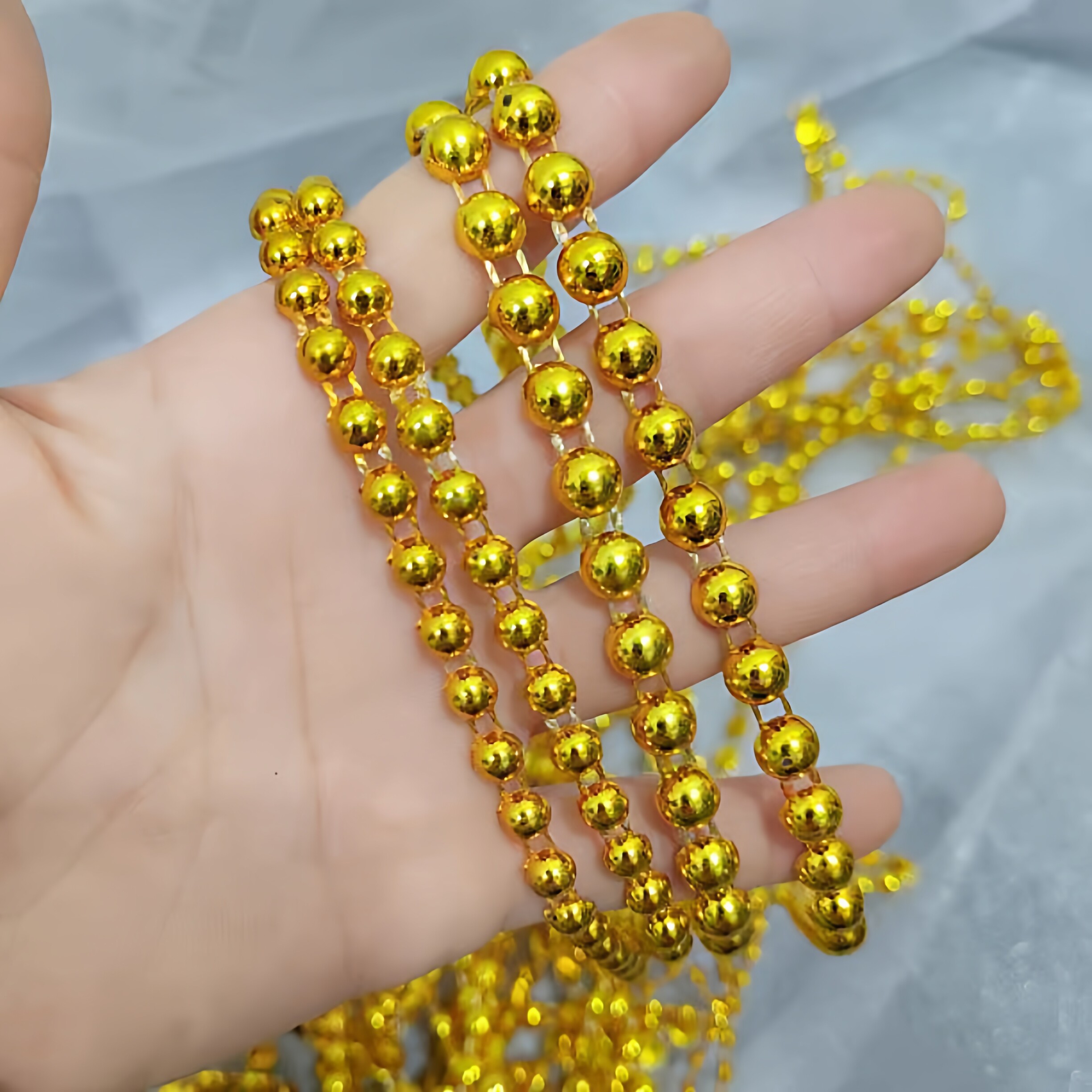 金包银圆珠黄金项链男9999足金霸气大气男士真金链实心