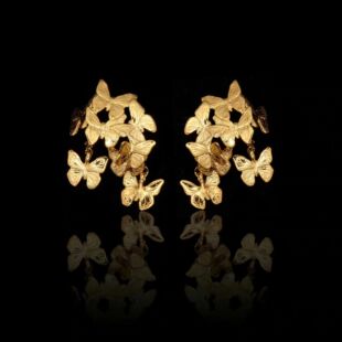 群蝶飞舞春日搭配仙气飘飘少女925银蝴蝶耳钉耳饰汉服配饰镀金