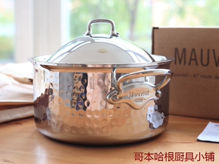 法国产 Mauviel M Elite系列 锤印 五层不锈钢 炖锅 双耳汤锅