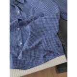 夏网红翻领细格子衬衫男短袖外套薄款透气美式炸街个性T恤C825P35，男装衬衫，星座1013-2