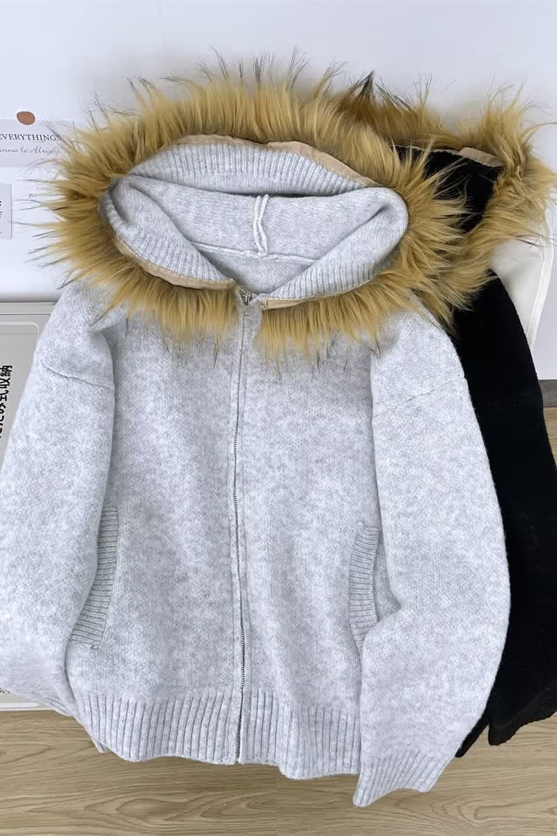 气质秋冬季复古座山雕毛领外套男女小众设计感工装毛衣潮M418P75,男装针织衫/毛衣,星座1013-2