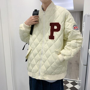 冬款青少年港风男士棉衣外套宽松休闲菱格面包服棉服 MY882图片
