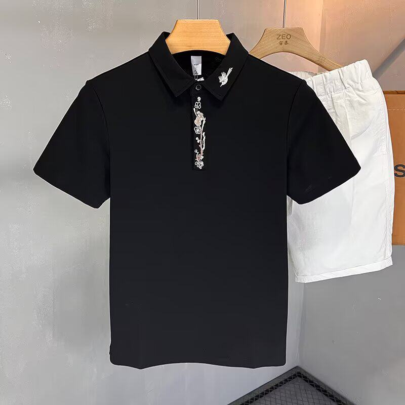 复古男士刺绣短袖Polo衫夏季新款韩版简约翻领修身t恤上衣T339P35，女装T恤，星座1013-2