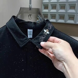 夏季款满天星短袖男士Polo衫轻奢潮流翻领刺绣休闲T恤上衣T870P33图片