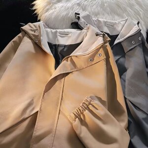 运动休闲夹克防水外套春男装帅气时尚冲锋衣连帽拉链上衣JK200P35图片