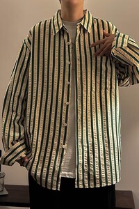 标准男文艺日常气质春季时尚青春流行慵懒潮长袖衬衫潮流 C49P55图片