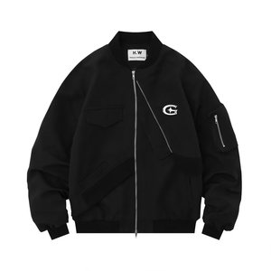 街头设计感棒球服外套男女秋季潮牌宽松不规则情侣夹克JK372P68