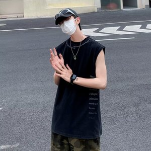 夏季汗背心潮流男款背心潮圆领气质青春流行套头休闲破洞 B02P28图片