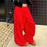 美式高街字母烫钻休闲卫裤女春季新款宽松垂感阔腿运动裤K8112P58，男装休闲裤，星座1013-2