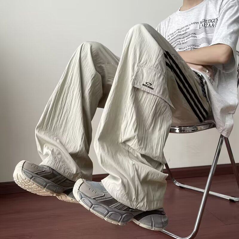 扎染休闲裤男夏季薄款冰丝直筒裤子男生宽松垂感阔腿长裤K621P40，男装休闲裤，星座1013-2