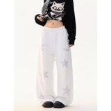 美式裤子高街刺绣星星牛仔裤男款设计感修身直筒微喇裤K8103P50，男装休闲裤，星座1013-2