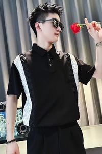 日系潮青春流行POLO衫男标准简约潮流百搭夏季纯色短袖 T341P45图片