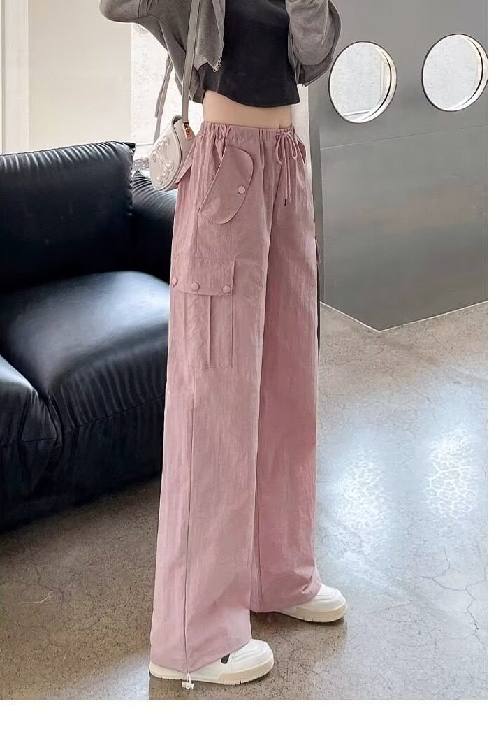 自然腰文艺简约潮流长裤时尚百搭慵懒工装裤女日系休闲裤K273P48,女装休闲裤,星座1013-2