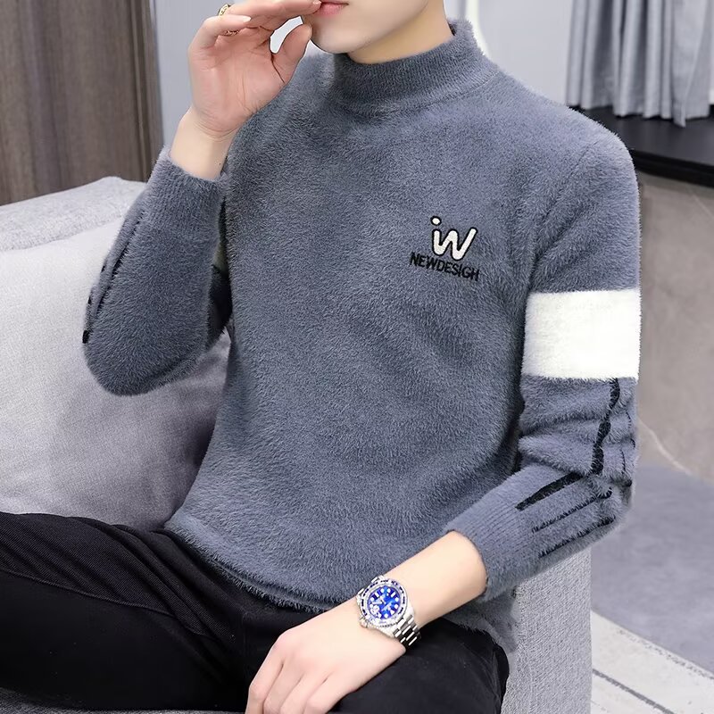 男士毛衣加厚冬韩版圆领水貂绒修身针织衫冬季长袖打底衫M16P55,男装针织衫/毛衣,星座1013-2