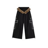 黑色休闲工装裤女秋冬新款酷飒风高腰直筒宽松显瘦阔腿裤K8099P65，男装牛仔裤，星座1013-2