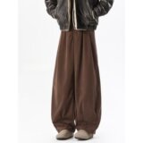 秋冬季加绒保暖微收脚弯刀休裤男宽松直筒阔腿抽绳长裤潮K401P48，男装西裤，星座1013-2