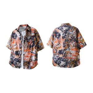 夏季款设计感潮牌休闲度假夏威夷宽松版短袖衬衫上衣男装C246P30图片