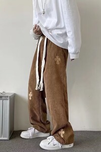 灯芯绒裤子男秋冬季直筒宽松休闲裤美式复古潮牌加厚长裤 K531P45图片
