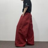 纯色抽绳阔腿休闲裤男春夏新款松紧高腰宽松拖地工装长裤K8046P50，男装休闲裤，星座1013-2