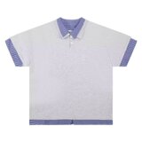 美式假两件格纹POLO短袖女男夏复古学院风宽松休闲百搭T恤T02P38，男装Polo衫，星座1013-2