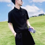 男士短袖POLO衫套装商务宽松休闲短裤两件装夏季男装一套A38P50，男装休闲套装，星座1013-2