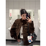 美式cleanfit拼接设计仿麂皮高级感夹克男女短宽早秋外套JK318P80，男装夹克，星座1013-2