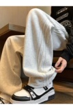 青少年休闲裤男生秋季条纹拼接直筒弯刀卫裤宽松大码简约阔腿长裤，男装休闲裤，星座1013-2