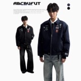 美式复古徽章刺绣飞行夹克男女宽松外套设计感潮JK335P65，男装夹克，星座1013-2