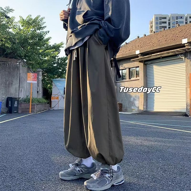 阔腿长裤男春秋季抽绳束脚长裤宽松潮流高街ins潮牌百搭裤K708P35,男装休闲裤,星座1013-2