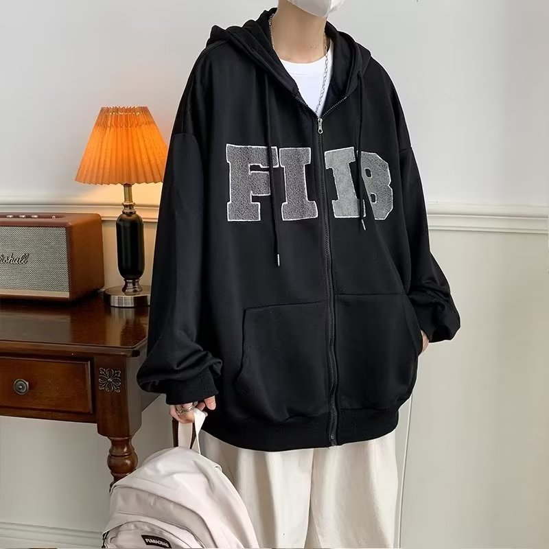连帽新款秋季直筒型男开衫卫衣潮流潮休闲青春流行 W237P35图片