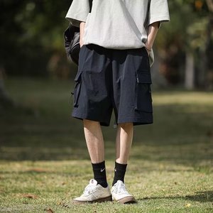 工装裤口袋装饰休闲裤直筒时尚潮牌纯色五分裤青春夏季 DK102P28图片