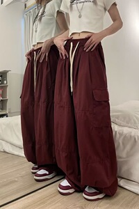 酷拽少女美式复古街头嘻哈工装裤女抽绳束脚休闲长裤 K956P50图片