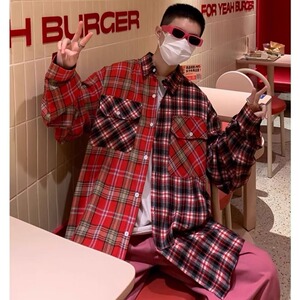翻领外套男春秋季ins潮牌街头痞帅格子衬衫高级感休闲夹克C449P38图片
