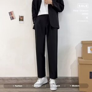 春季时尚西裤男士垂坠感长裤高级休闲直筒宽松阔腿西装裤XK01P35图片