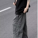 美式休闲复古街头工装裤复古高街直筒阔腿宽松休闲裤子潮K123P68，女装休闲裤，星座1013-2