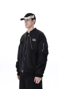 街头设计感棒球服外套男女秋季潮牌宽松不规则情侣夹克JK372P68