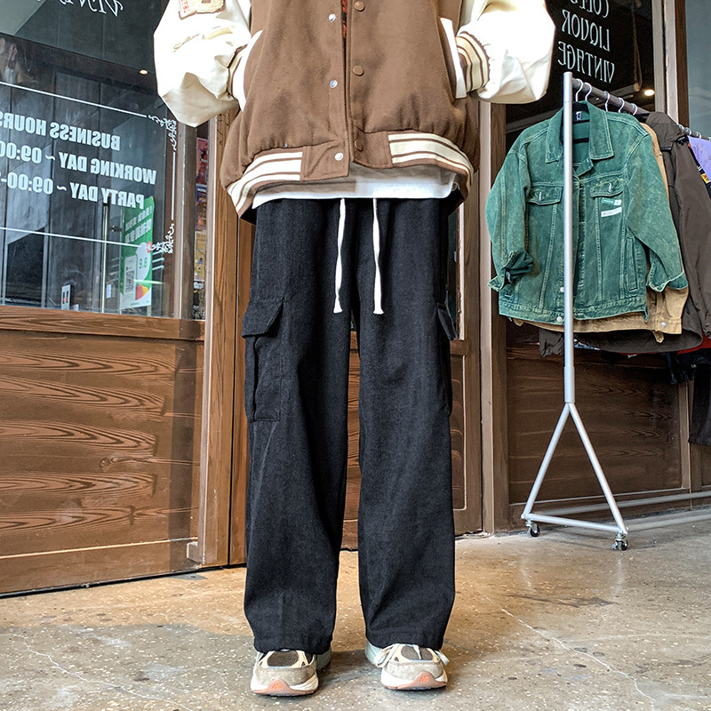 秋款港风男士青少年宽松休闲长裤个性束脚卫裤灯芯绒裤潮,男装休闲裤,星座1013-2
