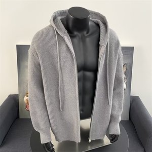 秋冬款毛衣外套时尚宽松连帽两侧开叉坑条针织开衫上衣女M6512P60，男装针织衫/毛衣，星座1013-2