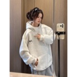恶魔之眼白花灰排扣连帽卫衣男女秋冬520g重磅硬挺外套W318P48，男装卫衣，星座1013-2