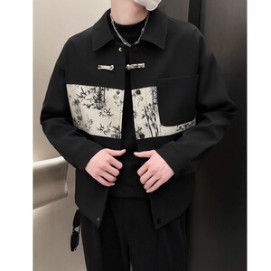 设计风夹克男春秋款潮流拼接上衣服时尚高级感痞帅外套JK731P68图片