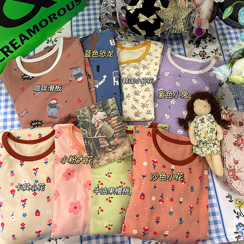 儿童家居服套装濛小妞秋冬磨毛拉架长袖睡衣套装男女童保暖秋衣裤