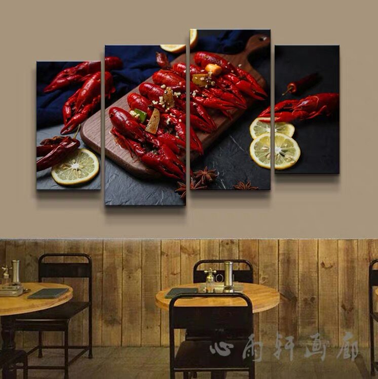 小龙虾店墙面装饰海报挂画龙虾馆背景墙挂图火锅店装饰画烧烤饭店