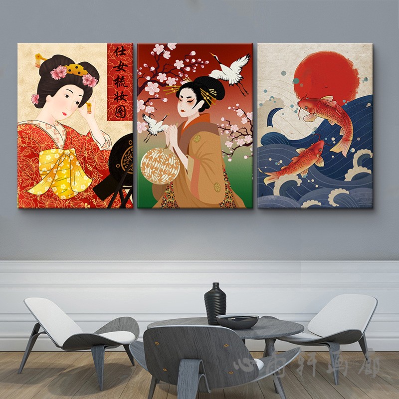 日式仕女图日本餐厅饭店挂画日料店寿司店家居墙面美女人物装饰画图片