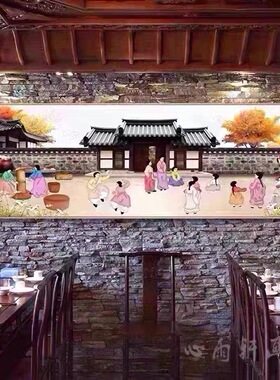 韩式民俗文化打糕朝鲜族餐厅韩国墙壁饭店画挂画料理烤肉店装饰画
