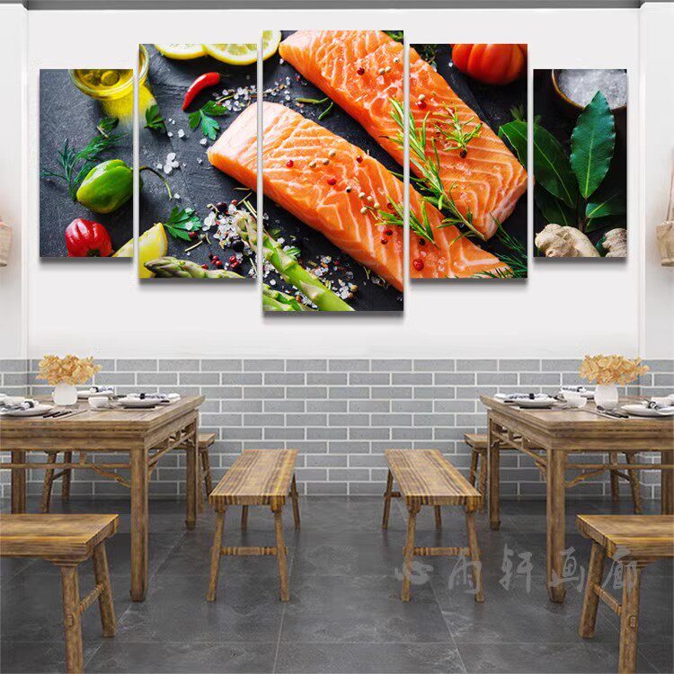 日本寿司料理店挂画日式风格餐厅三文鱼装饰画居酒屋食物图墙壁画