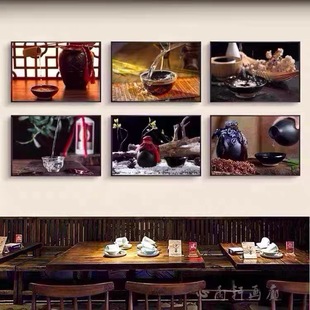 酒文化中式餐馆装饰画餐厅饭店包间包厢背景墙挂画酿酒文化挂画