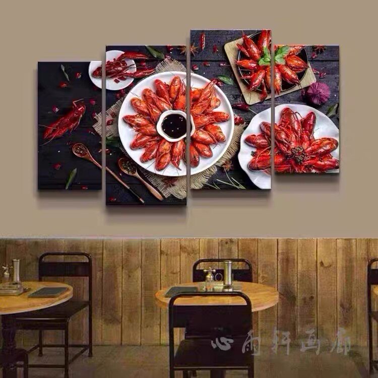 小龙虾馆墙面装饰画网红烧烤店大排档挂画餐厅麻辣小龙虾海报壁画