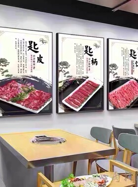 潮汕牛肉火锅店装饰画牛肉馆餐厅饭店背景墙壁画部位分解图挂画